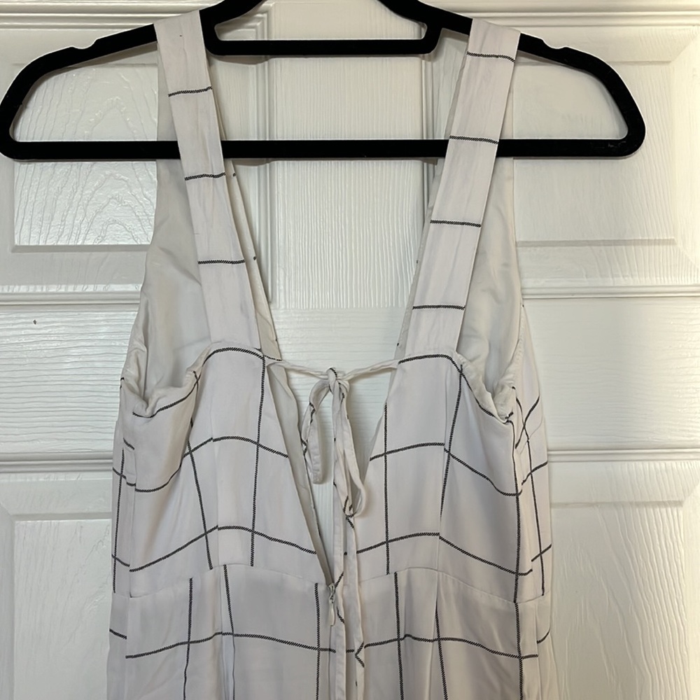 White window pane wide leg jumpsuit - Picture 3 of 5